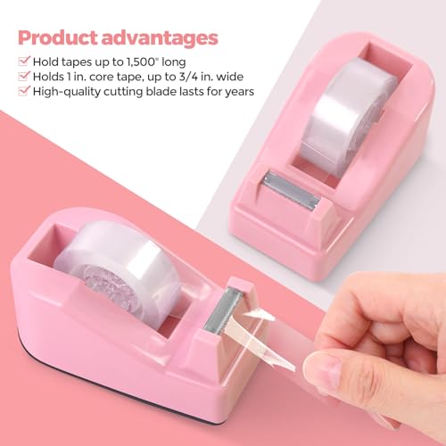 SKYDUE Pink Desk Accessories 10Pcs, Rotating Pen Collection