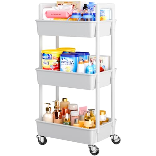 Modern Pipishell 3 Tier Rolling Cart Organizer, Plastic Kit