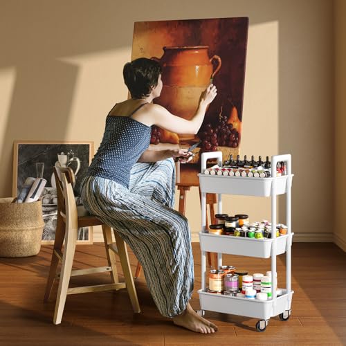 Modern Pipishell 3 Tier Rolling Cart Organizer, Plastic Kit